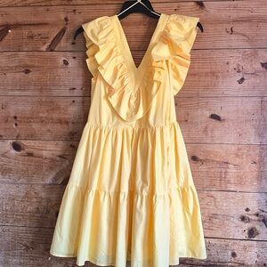 Aaron & Amber Yellow Ruffle Tiered Dress